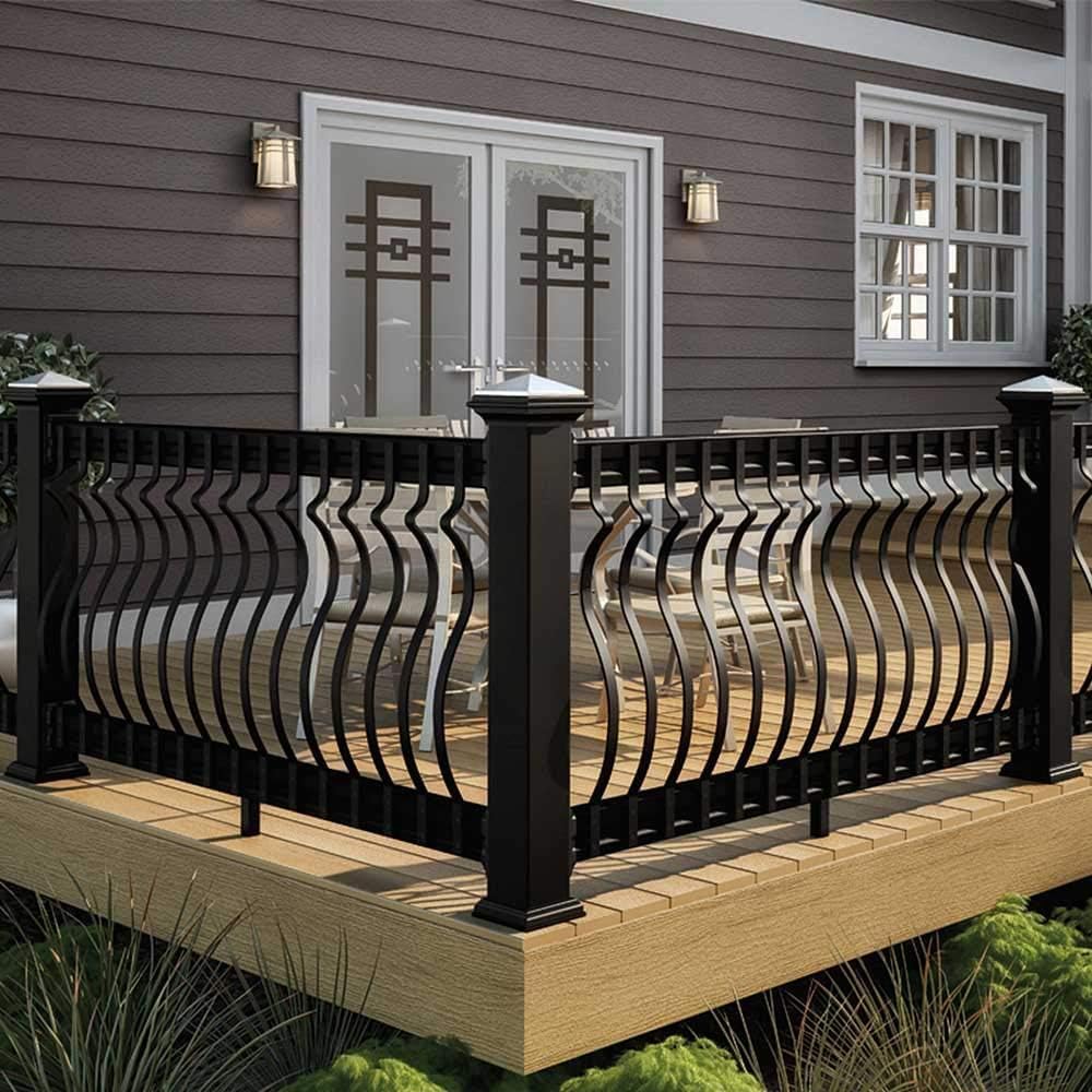 Deck Balusters 32-1/4 Inches Heavy Duty Iron Deck Balusters with Screws 51 Pack Metal Deck Spindles Balusters Iron Deck Spindles， Wave Arc Baluster for Outdoor Stair Deck Porch